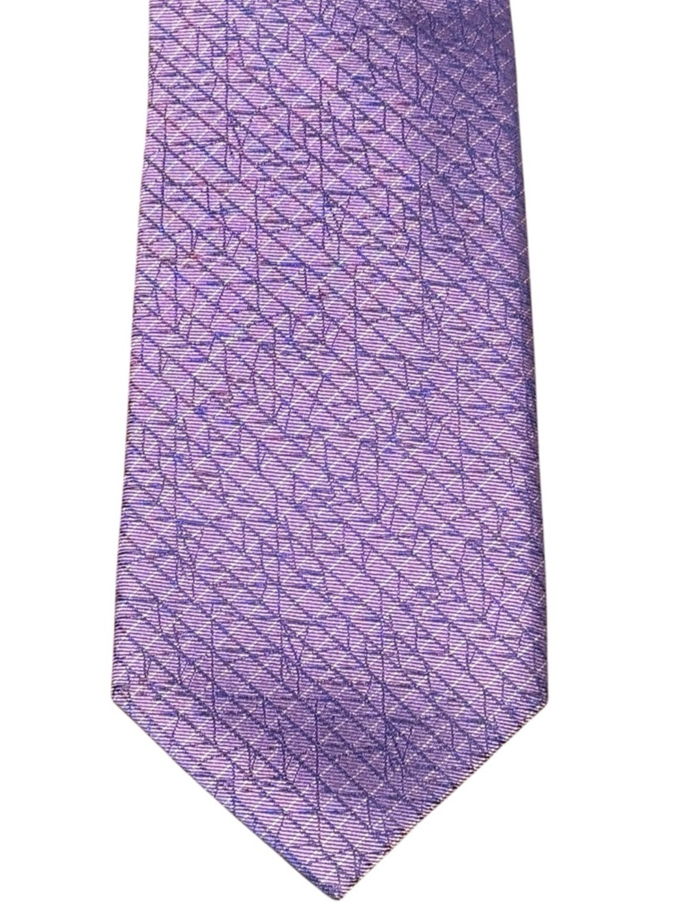 Calvin Klein 100% Silk Necktie Purple Woven Geometric Slim Cut + Tie Clip NWT - Picture 3 of 6